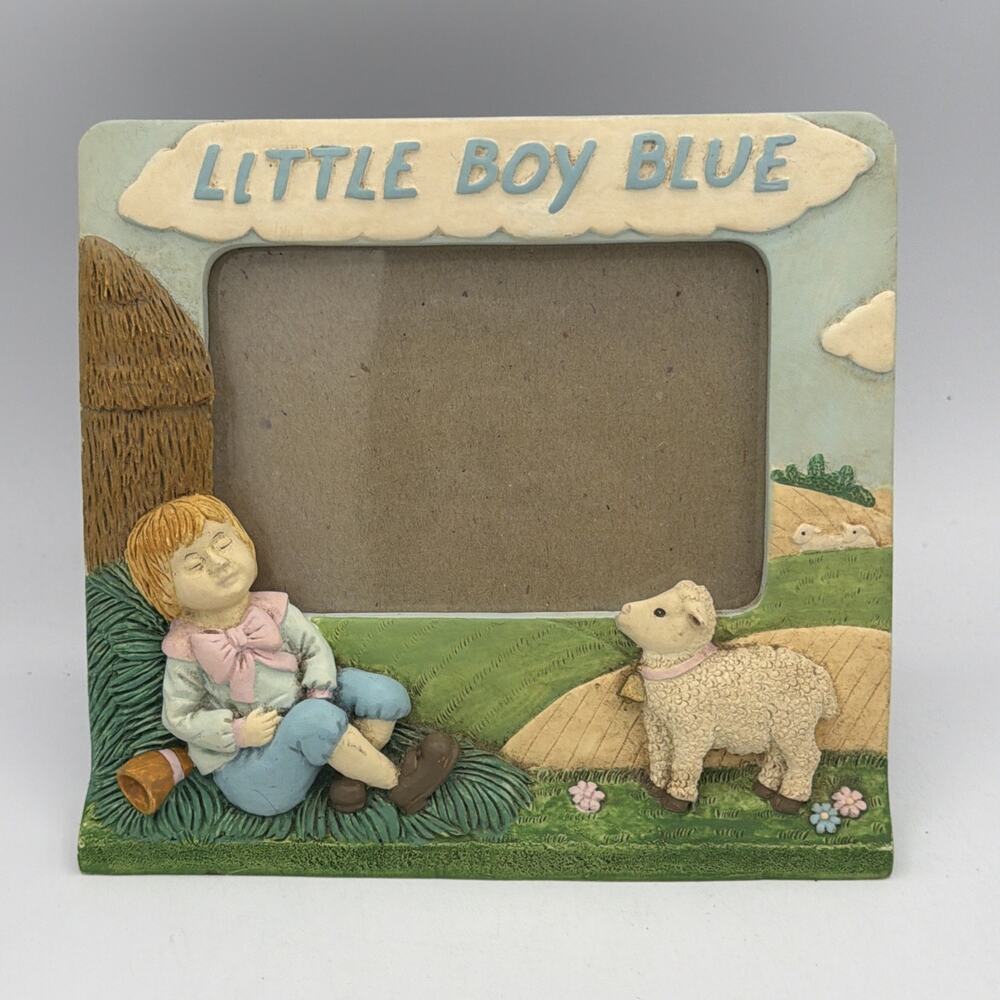 Vtg 90s - Little Boy Blue - 3D Nursery Rhyme Picture Frame Baby Boy Shower Gift